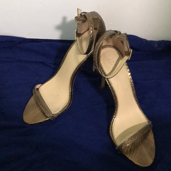 Zara, gold snakeskin, strappy sandals. - Picture 9 of 14